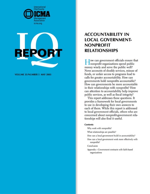 Cover image for book Accountability In Local Government Nonprofit Relationships