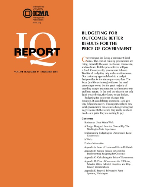 Cover image for book Budgeting for Outcomes: Better Results for the Price of Government