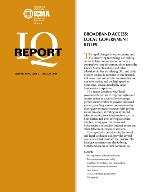Cover image for book Broadband Access: Local Government Roles