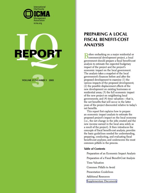 Cover image for book Preparing A Local Fiscal Benefit-Cost Analysis