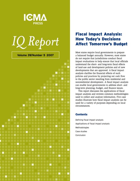 Cover image for book Fiscal Impact Analysis: How Today’s Decisions Affect Tomorrow’s Budget