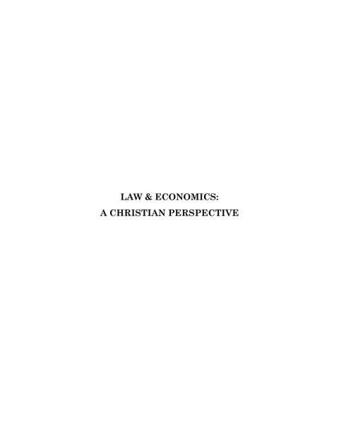 Cover image for book Law & Economics: A Christian Perspective