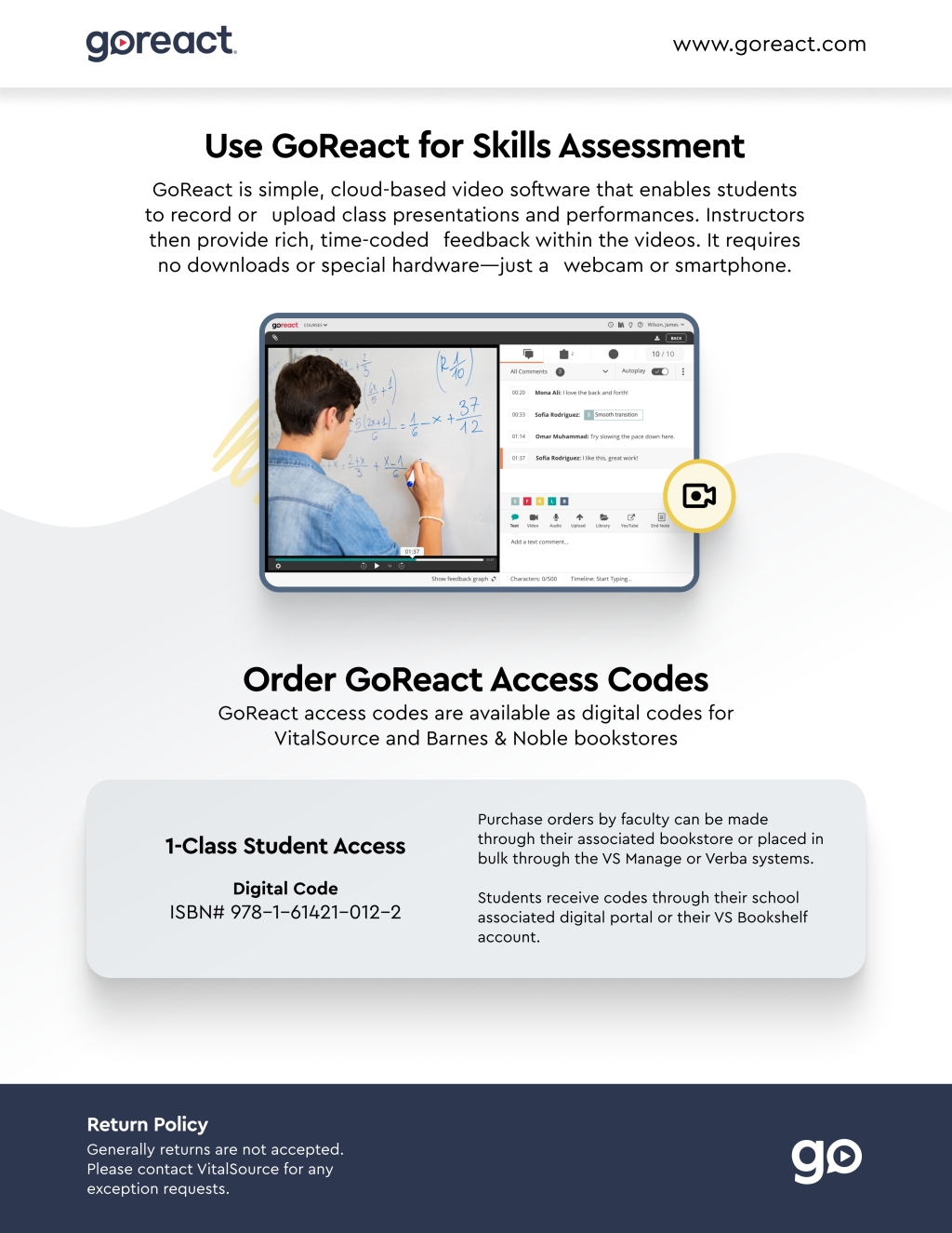 Online Resource GoReact; $41.68