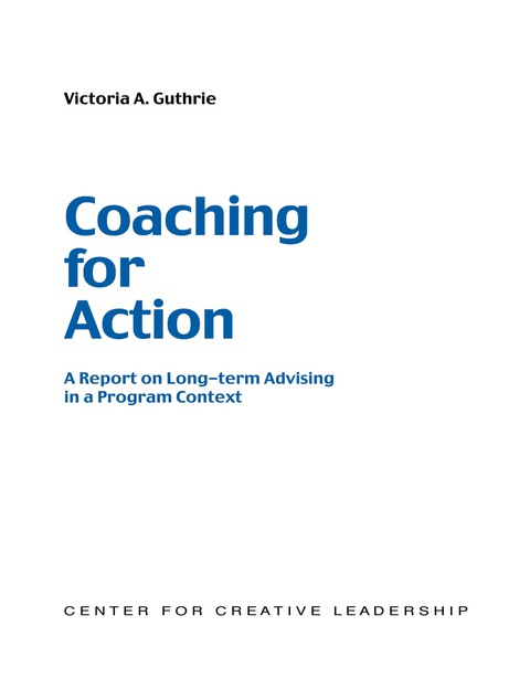 Cover image for book Coaching for Action: A Report on Long-term Advising in a Program Context