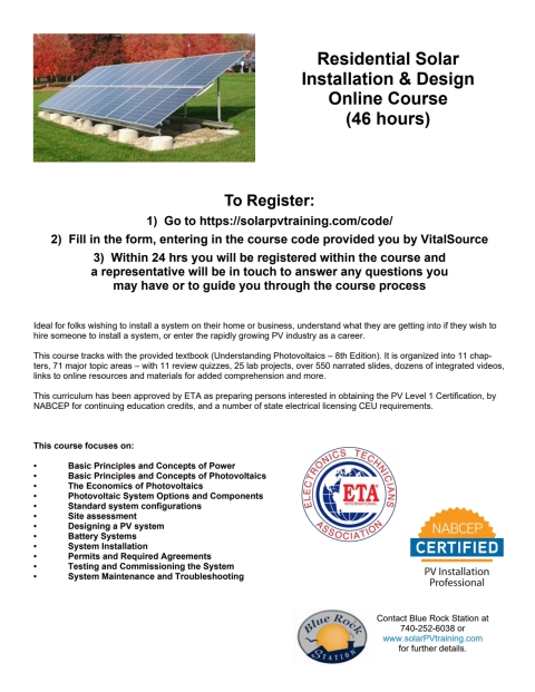 Cover image for book Residential Solar Installation & Design Online (Entry Level) Course