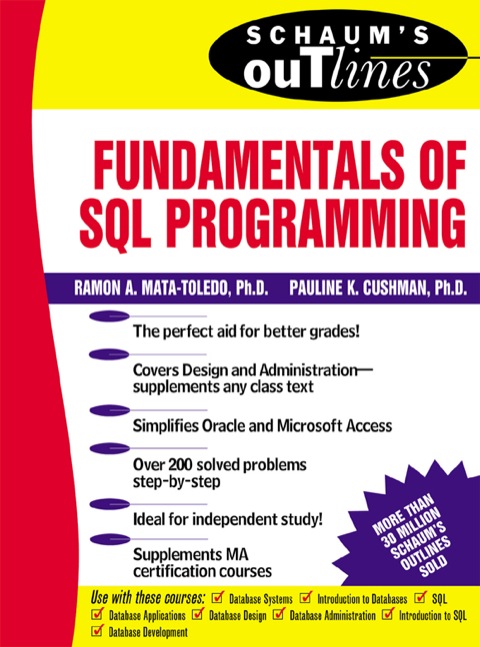 Cover image for book Schaum’s Outline of Fundamentals of SQL Programming