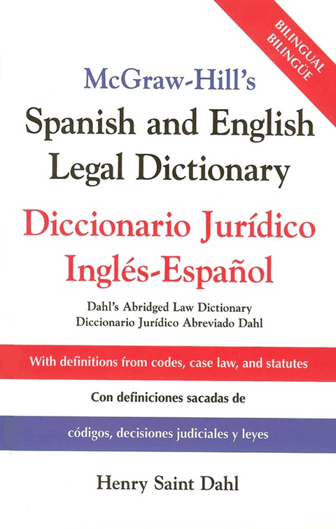 Cover image for book McGraw-Hill's Spanish and English Legal Dictionary