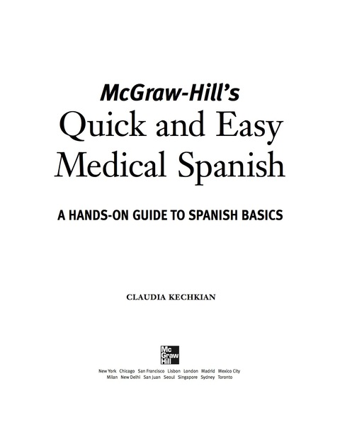Cover image for book McGraw-Hill's Quick and Easy Medical Spanish