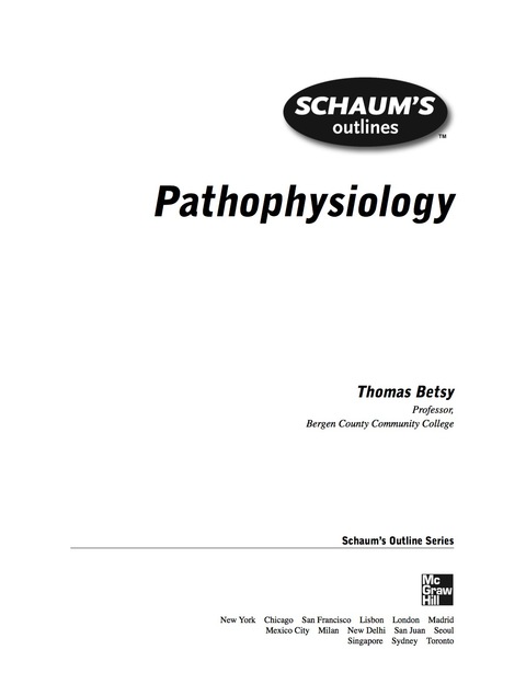 Cover image for book Schaum's Outline of Pathophysiology