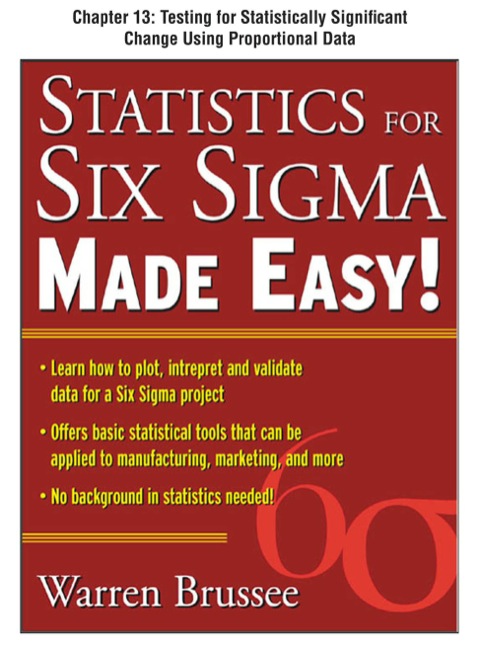 Cover image for book Statistics for Six Sigma Made Easy, Chapter 13 - Testing for Statistically Significant Change Using Proportional Data
