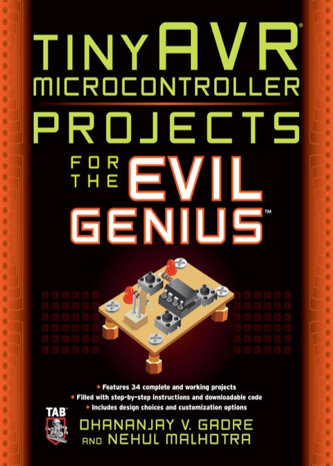 Cover image for book tinyAVR Microcontroller Projects for the Evil Genius