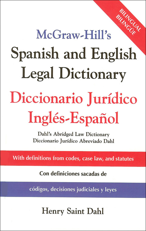 Cover image for book McGraw Hill's Spanish/English Legal Dict (PB)