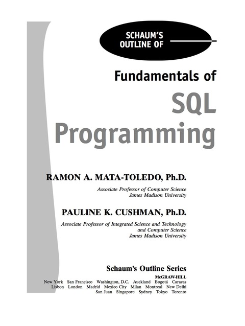 Cover image for book Schaum’s Outline of Fundamentals of SQL Programming