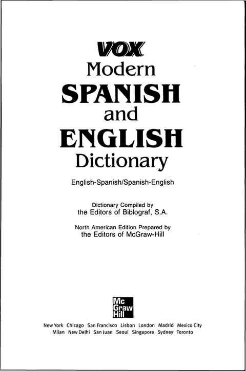 Cover image for book Vox Modern Spanish and English Dictionary