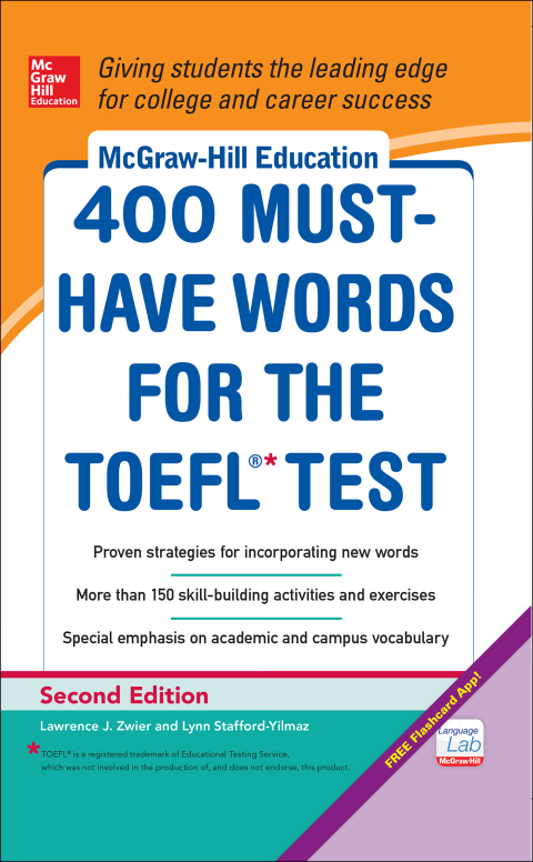 Cover image for book McGraw-Hill Education 400 Must-Have Words for the TOEFL, 2nd Edition