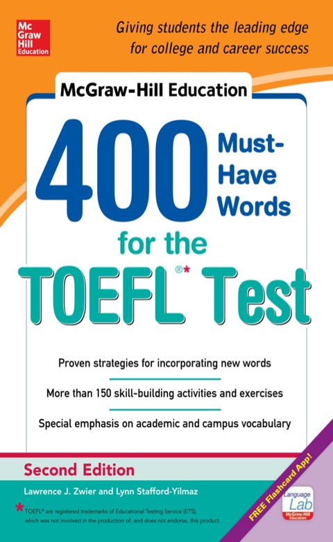 Cover image for book McGraw-Hill Education 400 Must-Have Words for the TOEFL