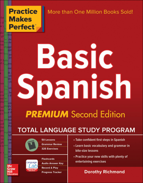 Cover image for book Practice Makes Perfect Basic Spanish, Second Edition
