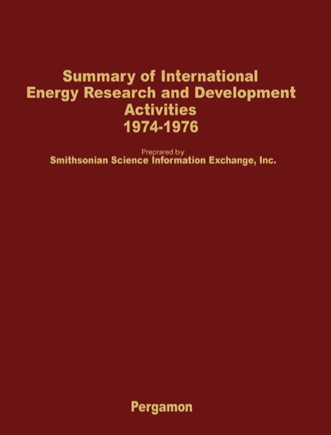 Cover image for book Summary of International Energy Research and Development Activities 1974-1976