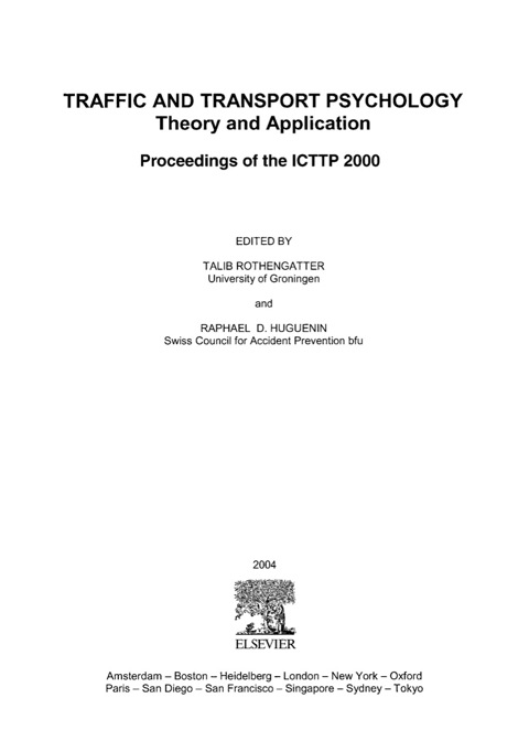 Cover image for book Traffic & Transport Psychology: Proceedings of the ICTTP 2000