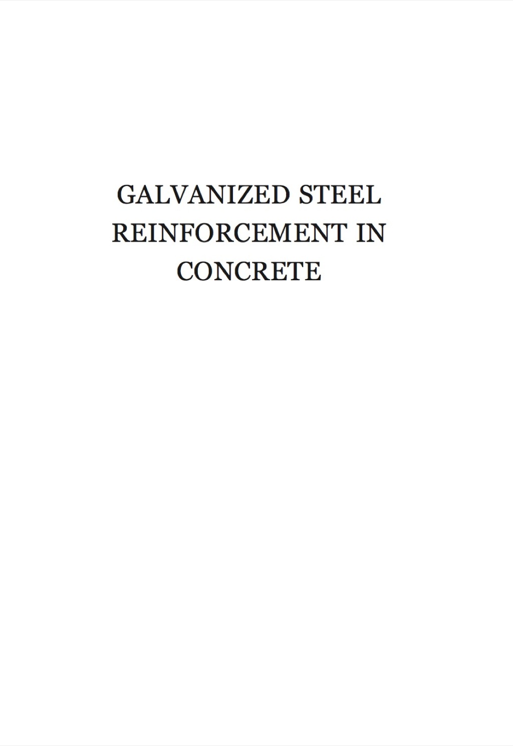 Galvanized Steel Reinforcement in Concrete (eBook)
