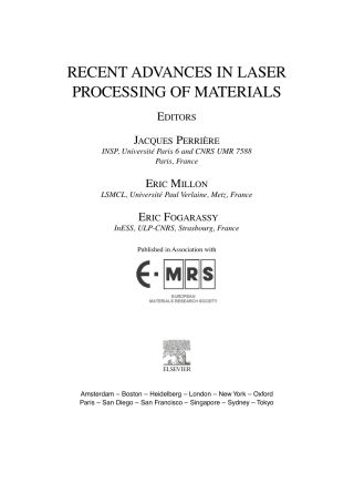 Recent Advances in Laser Processing of Materials