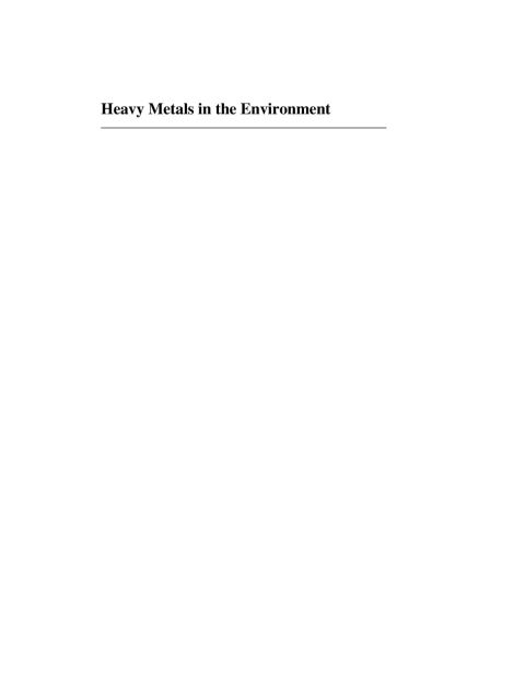 Cover image for book Heavy Metals in the Environment: Origin, Interaction and Remediation: Origin, Interaction and Remediation