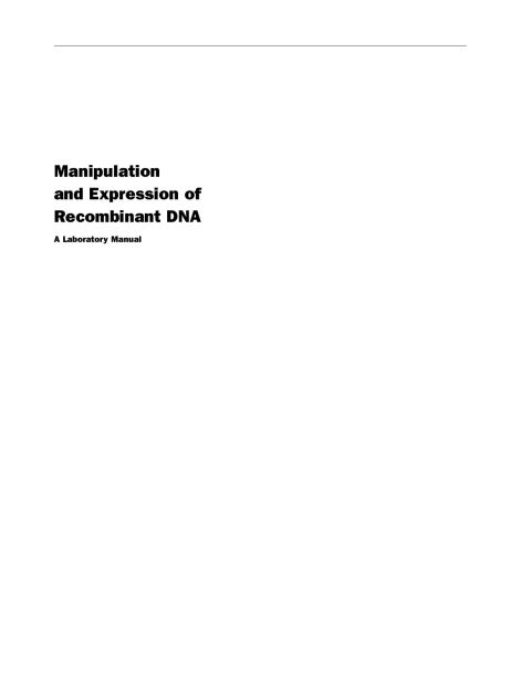 Cover image for book Manipulation and Expression of Recombinant DNA