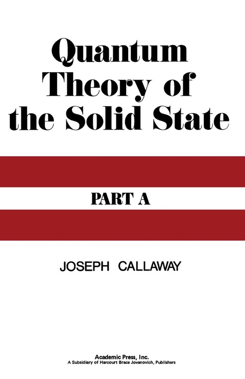 Cover image for book Quantum Theory of the Solid State A
