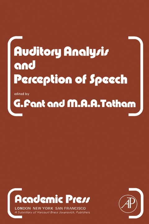 Cover image for book Auditory Analysis and Perception of Speech