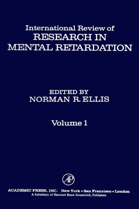 Cover image for book INT'L REV OF RESRCH IN MENTL RETARDTN V1
