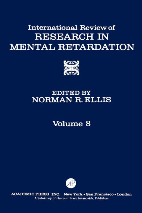 Cover image for book INT'L REV OF RESRCH IN MENTL RETARDTN V8