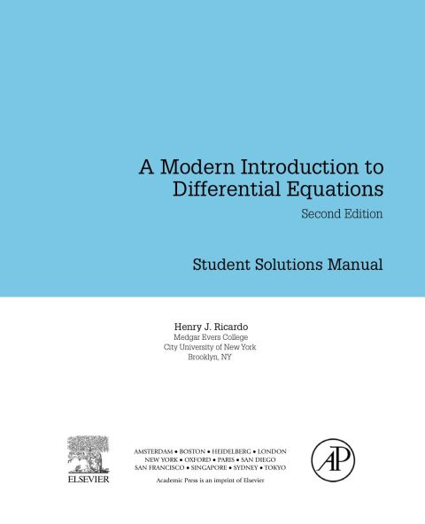 Cover image for book Student Solutions Manual, A Modern Introduction to Differential Equations