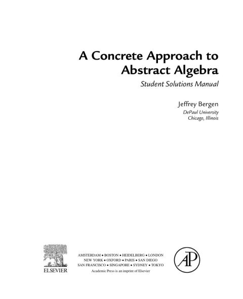 Cover image for book A Concrete Approach To Abstract Algebra,Student Solutions Manual (e-only)
