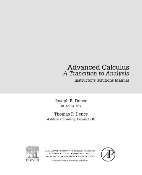 Cover image for book Advanced Calculus: A Transition to Analysis, Instructor Solutions Manual (e-only)