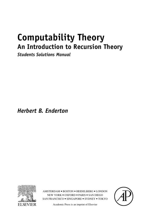 Cover image for book Computability Theory: An Introduction to Recursion Theory, Students Solutions Manual (e-only)