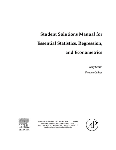 Cover image for book Student Solutions Manual for Essential Statistics, Regression, and Econometrics