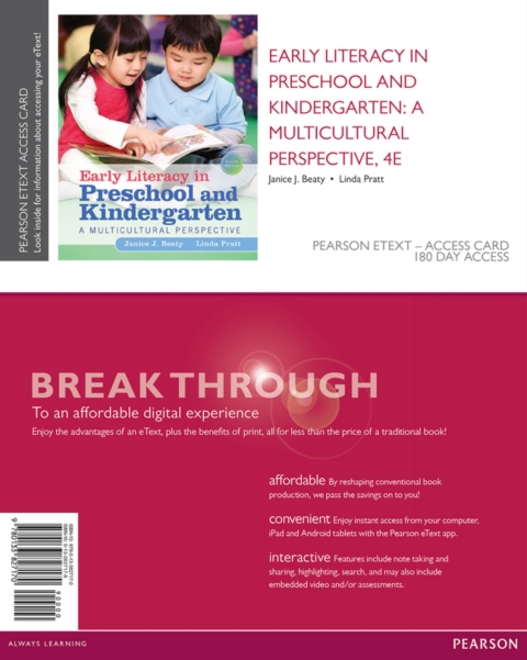 Cover image for book Early Literacy in Preschool and Kindergarten: A Multicultural Perspective -- Pearson eText