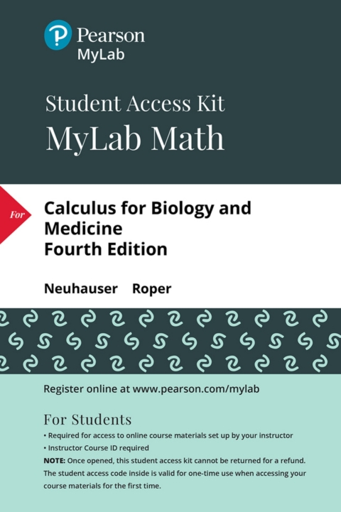 Cover image for book MyLab Math with Pearson eText Access Code (24 Months) for Calculus for Biology and Medicine