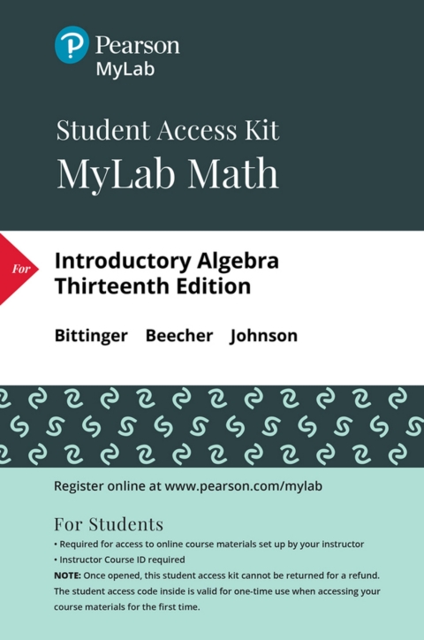 Cover image for book MyLab Math Access Code (24 Months) for Introductory Algebra