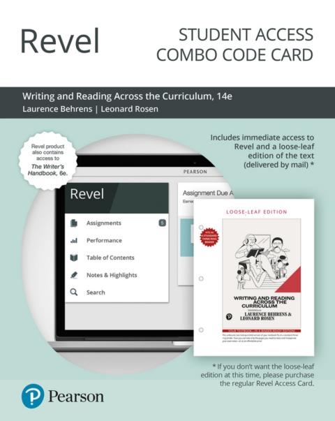 Cover image for book Revel + Print Combo Access Code for The Writing and Reading Across the Curriculum + Writer's Handbook