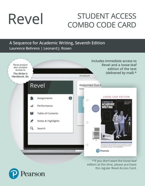 Cover image for book Revel + Print Combo Access Code for A Sequence for Academic Writing + Writer's Handbook