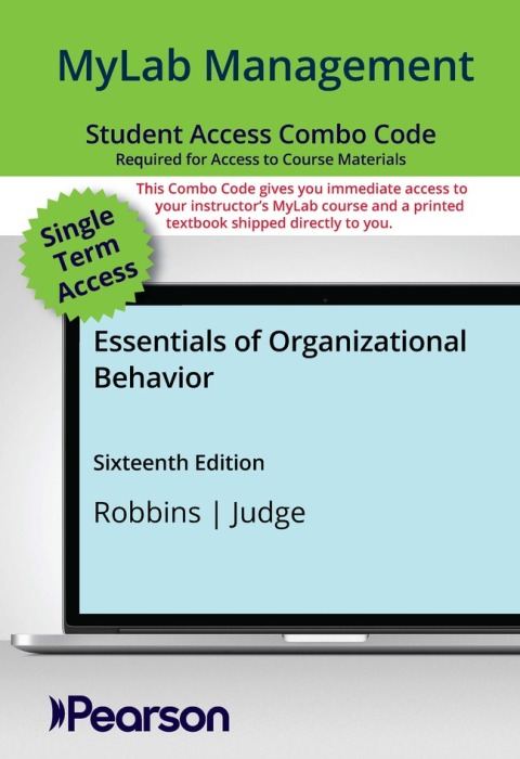 Cover image for book MyLab Management with Pearson eText + Print Combo Access Code for Essentials of Organizational Behavior