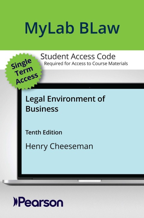 Cover image for book MyLab BLaw with Pearson eText Access Code for Legal Environment of Business