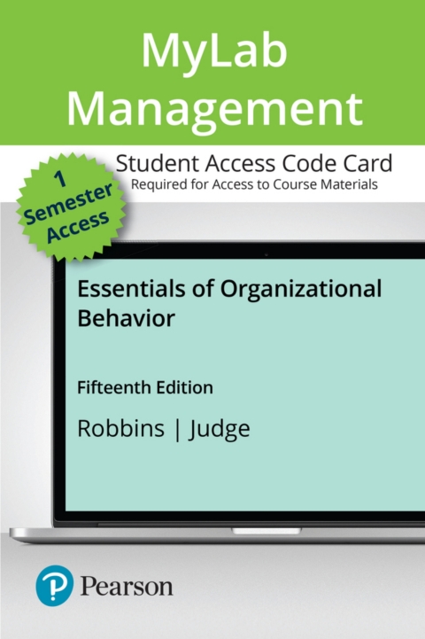 Cover image for book MyLab Management with Pearson eText Access Code for Essentials of Organizational Behavior