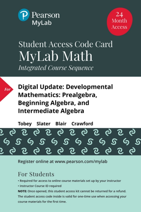 Cover image for book MyLab Math with Pearson eText, Digital Update, Access Code (24 month) for Developmental Mathematics: Prealgebra, Beginning Algebra, and Intermediate Algebra