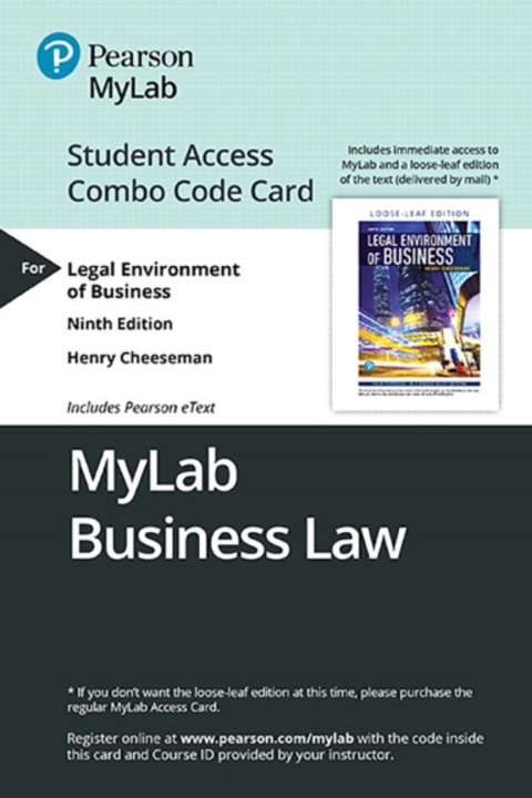 Cover image for book MyLab Business Law with Pearson eText + Print Combo Access Code for Legal Environment of Business