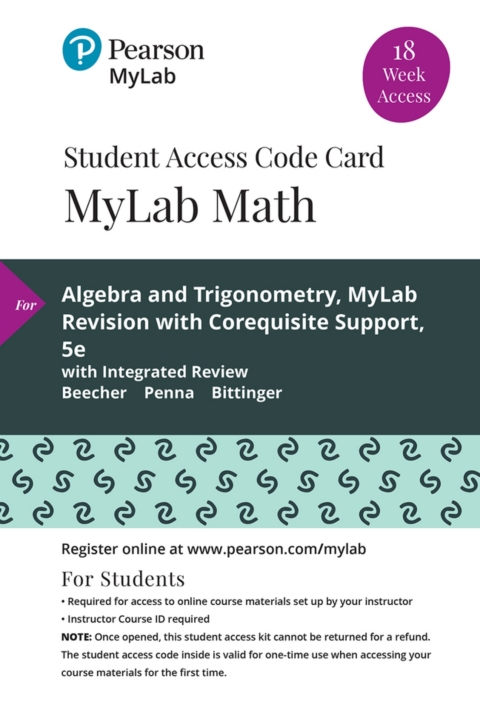 Cover image for book MyLab Math with Pearson eText Access Code (18 Weeks) for Algebra and Trigonometry MyLab Revision with Corequisite Support