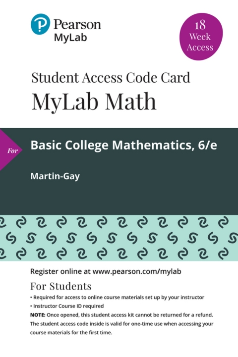 Cover image for book MyLab Math with Pearson eText Access Code (18 Weeks) for Basic College Mathematics