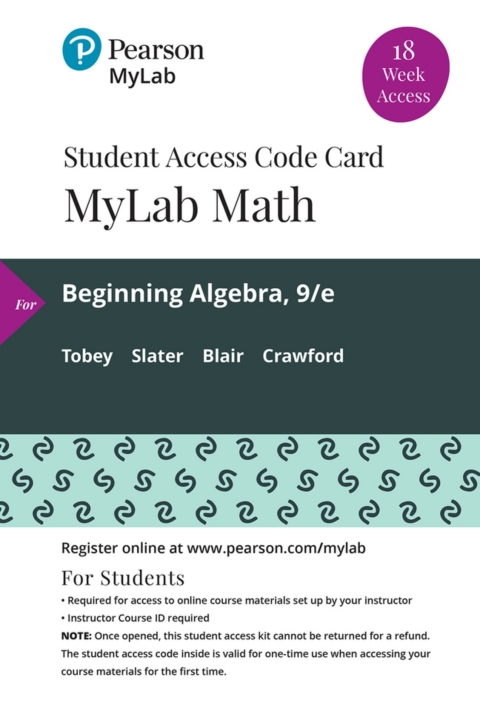 Cover image for book MyLab Math with Pearson eText Access Code (18 Weeks) for Beginning Algebra