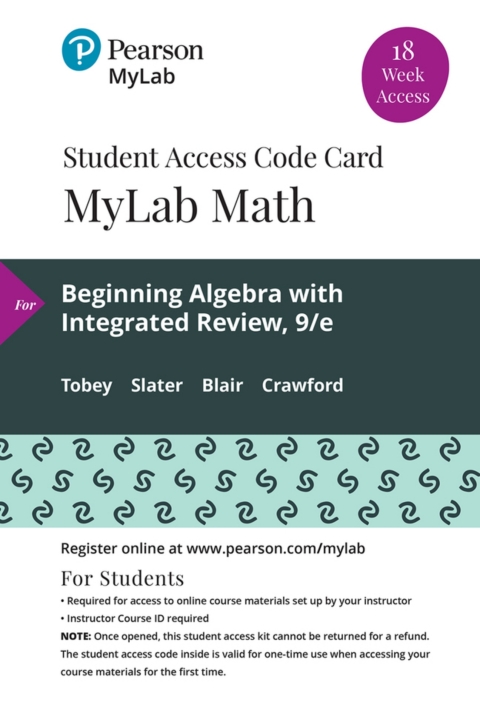 Cover image for book MyLab Math with Pearson eText (up to 18-weeks) Access Code for Beginning Algebra with Integrated Review